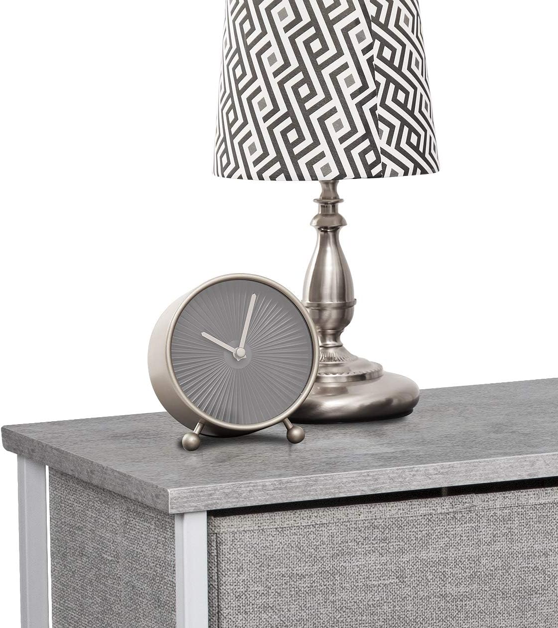 Nightstand, 5-Drawer Tall Chest for Bedroom, Wood Top (Gray Wood)