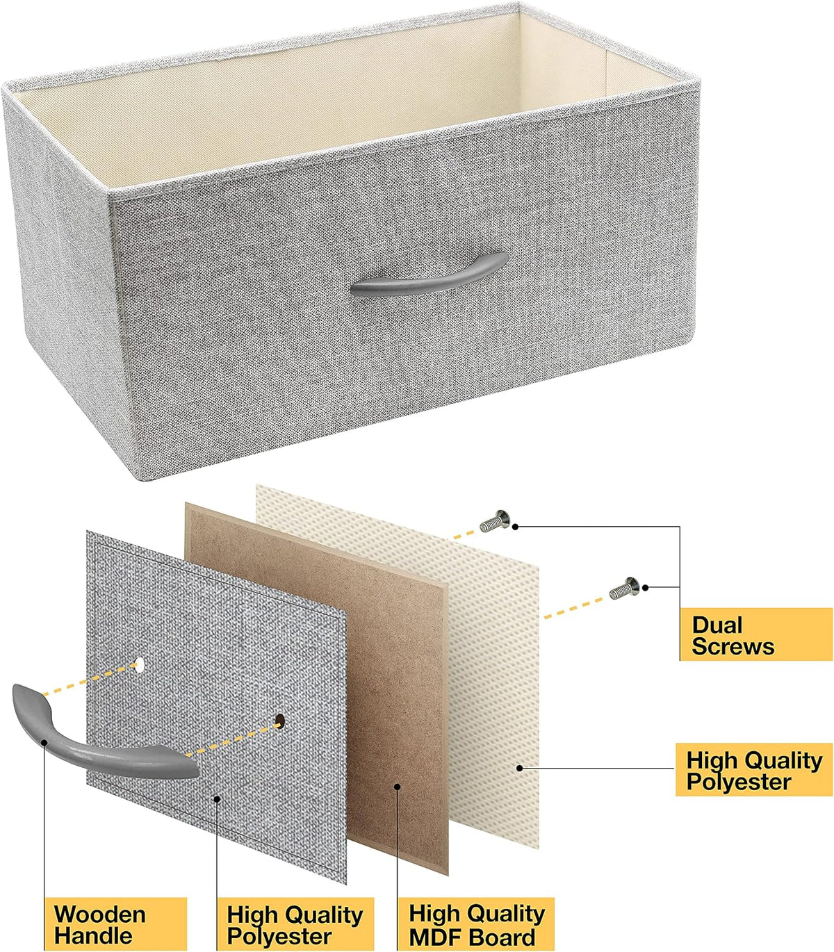Nightstand, 5-Drawer Tall Chest for Bedroom, Wood Top (Gray Wood)