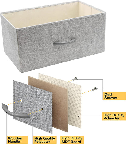 Nightstand, 5-Drawer Tall Chest for Bedroom, Wood Top (Gray Wood)