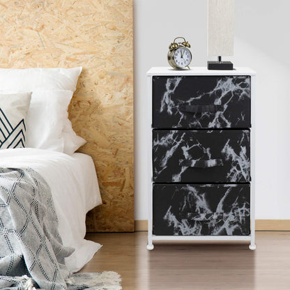 Nightstand, 5-Drawer Tall Chest for Bedroom, Wood Top (Gray Wood)