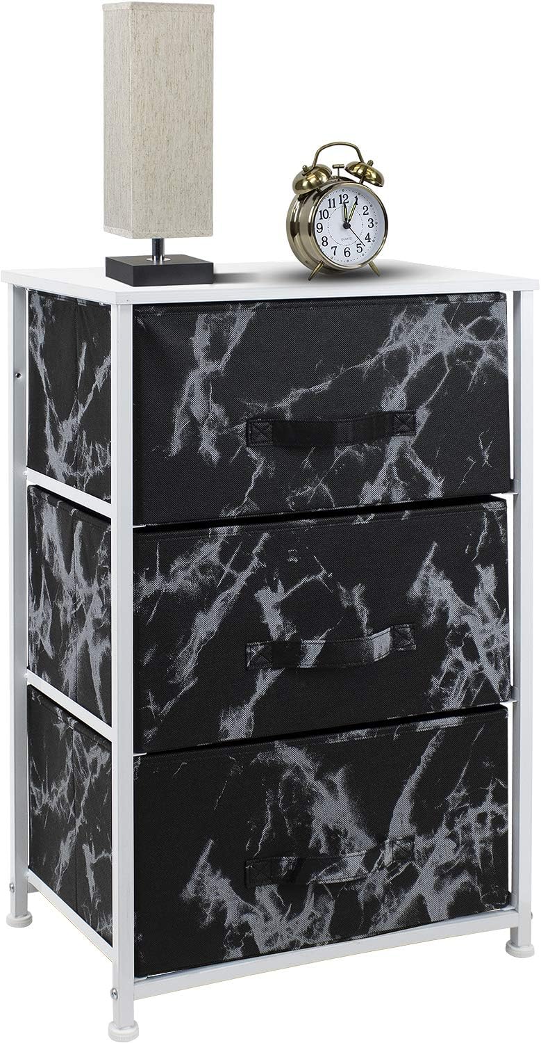 Nightstand, 5-Drawer Tall Chest for Bedroom, Wood Top (Gray Wood)