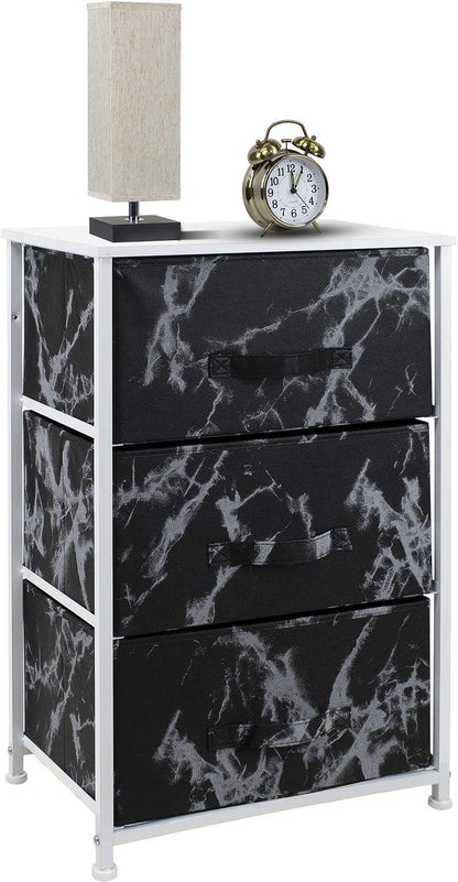 Nightstand, 5-Drawer Tall Chest for Bedroom, Wood Top (Gray Wood)