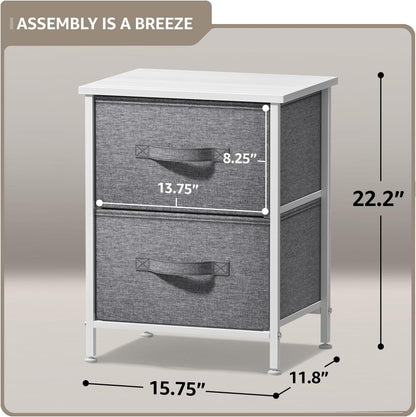Nightstand, 5-Drawer Tall Chest for Bedroom, Wood Top (Gray Wood)
