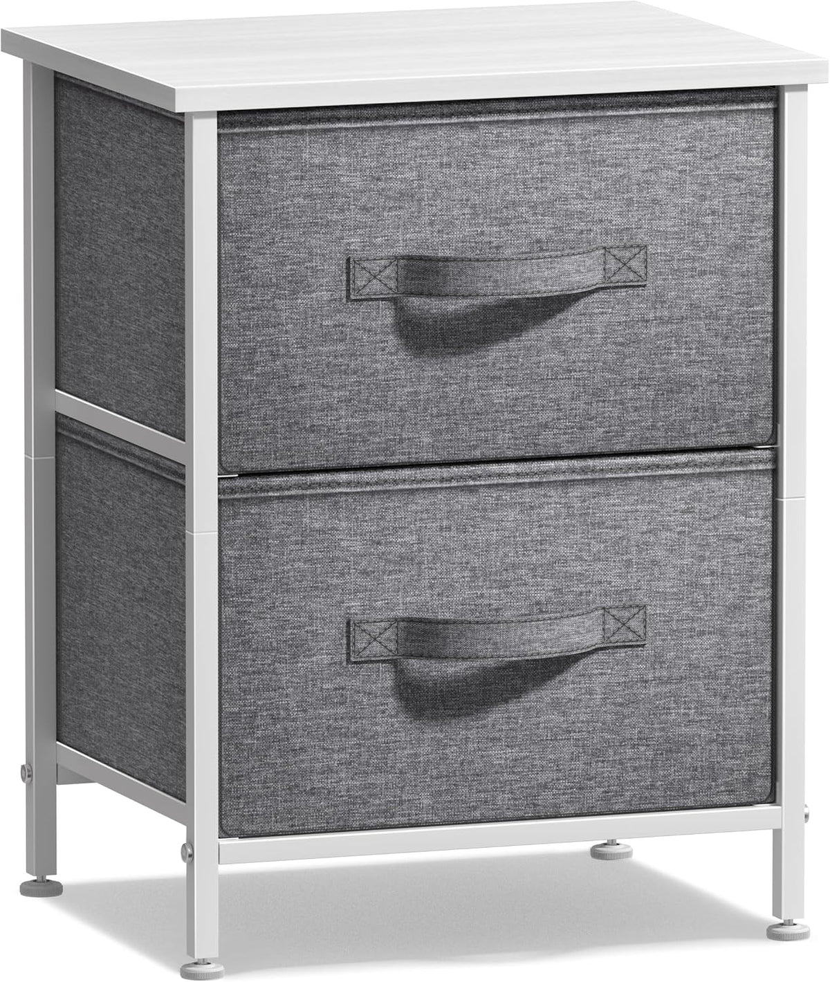 Nightstand, 5-Drawer Tall Chest for Bedroom, Wood Top (Gray Wood)