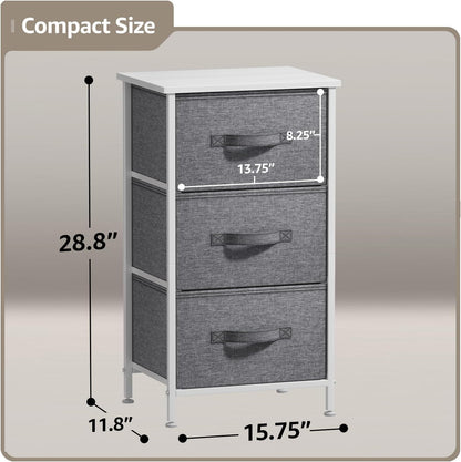 Nightstand, 5-Drawer Tall Chest for Bedroom, Wood Top (Gray Wood)