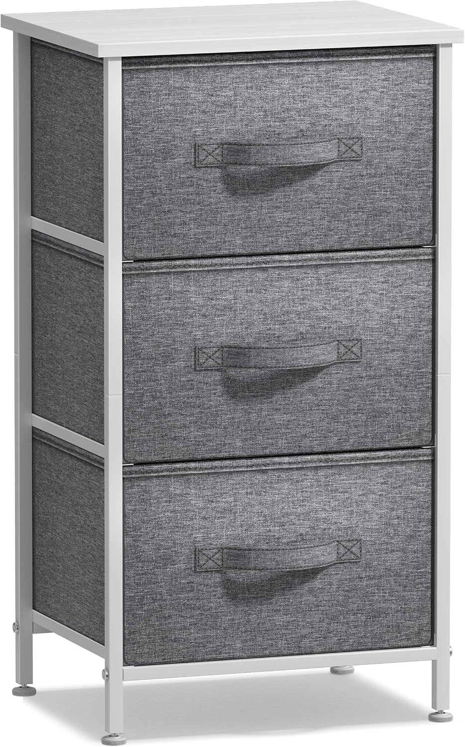 Nightstand, 5-Drawer Tall Chest for Bedroom, Wood Top (Gray Wood)