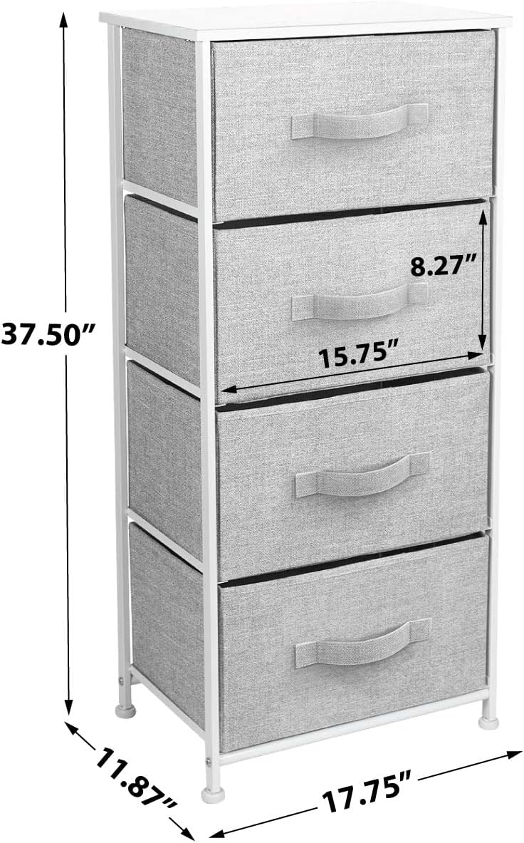 Nightstand, 5-Drawer Tall Chest for Bedroom, Wood Top (Gray Wood)