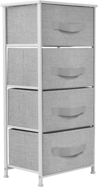 Nightstand, 5-Drawer Tall Chest for Bedroom, Wood Top (Gray Wood)