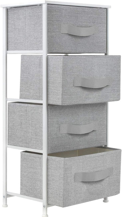 Nightstand, 5-Drawer Tall Chest for Bedroom, Wood Top (Gray Wood)