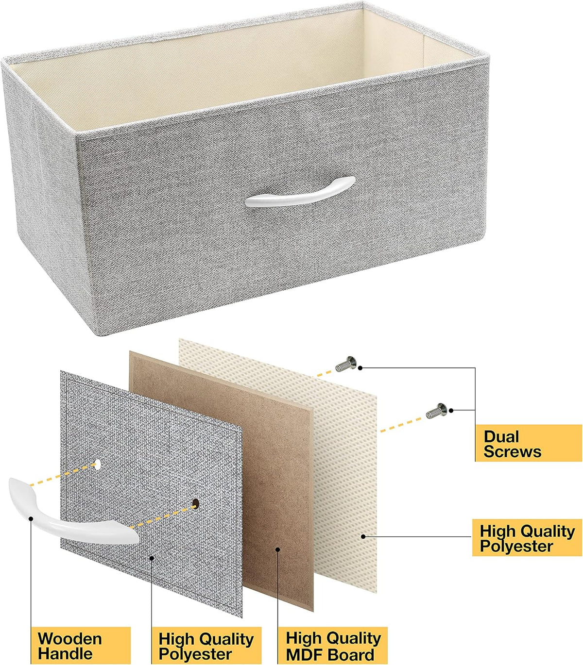 Nightstand, 5-Drawer Tall Chest for Bedroom, Wood Top (Gray Wood)
