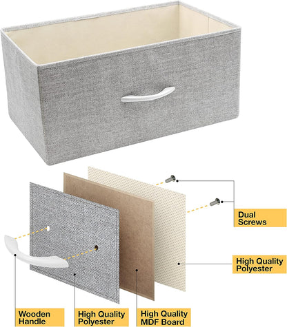 Nightstand, 5-Drawer Tall Chest for Bedroom, Wood Top (Gray Wood)