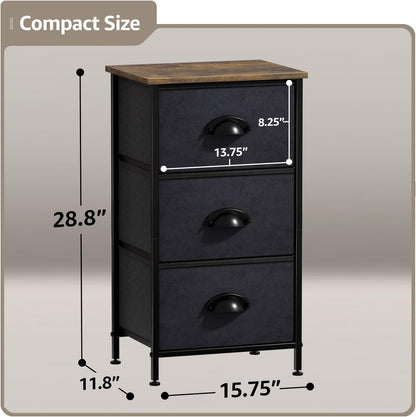 Nightstand, 5-Drawer Tall Chest for Bedroom, Wood Top (Gray Wood)