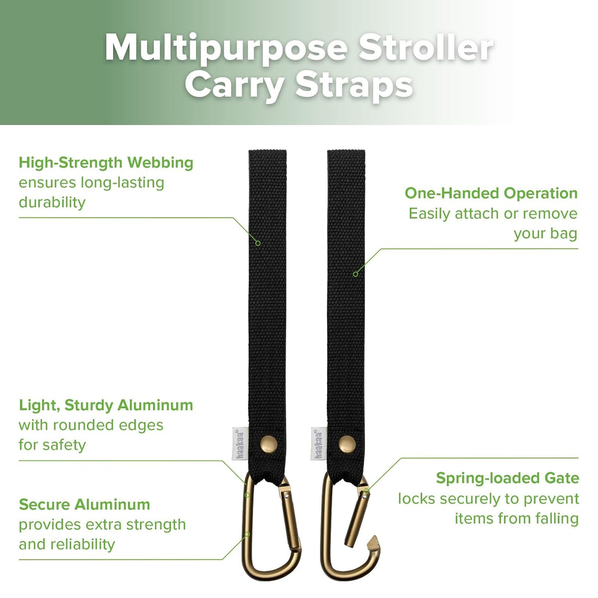 Baby Stroller Hooks for Bags, Black(2 Pack)- Simple to Use, Non-Slip