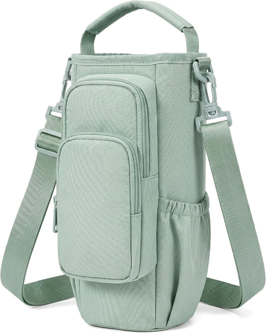 Insulated Crossbody Cup Holder Bag with Adjustable Strap - Perfect for Walking, Hiking, and Outdoor Adventures Green