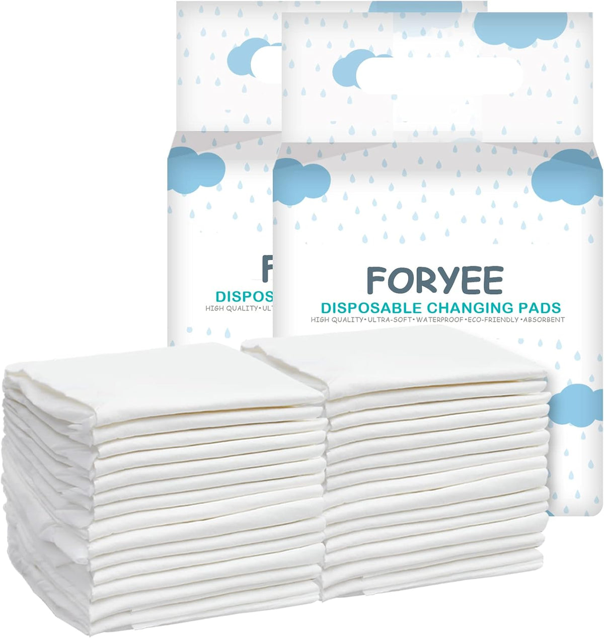 Disposable Changing Pad Liners for Baby 17 x 13 Inches (50 Pack) Waterproof Underpads Soft Non-Woven Fabric Breathable Changing Pad for Changing Table - White