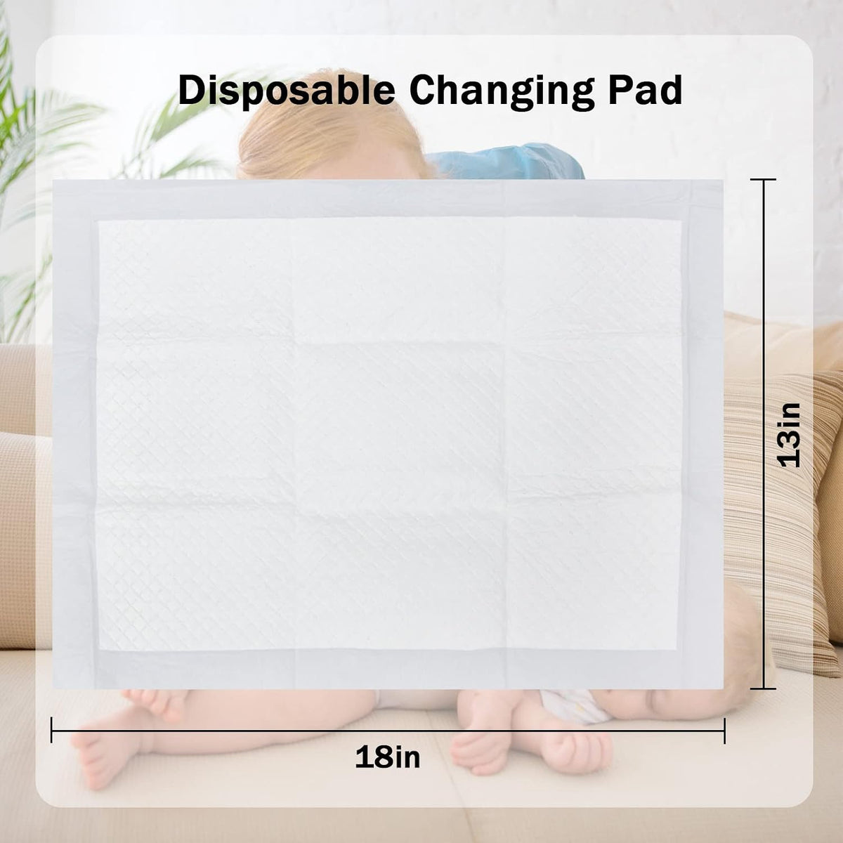 Disposable Changing Pad Liners for Baby 17 x 13 Inches (50 Pack) Waterproof Underpads Soft Non-Woven Fabric Breathable Changing Pad for Changing Table - White