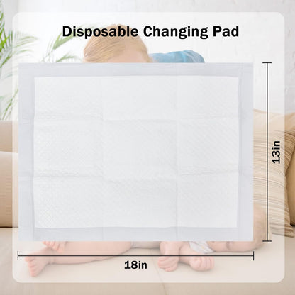 Disposable Changing Pad Liners for Baby 17 x 13 Inches (50 Pack) Waterproof Underpads Soft Non-Woven Fabric Breathable Changing Pad for Changing Table - White