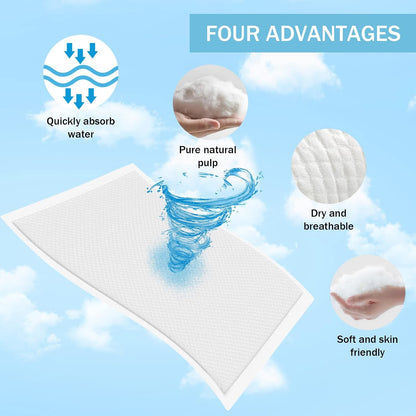 Disposable Changing Pad Liners for Baby 17 x 13 Inches (50 Pack) Waterproof Underpads Soft Non-Woven Fabric Breathable Changing Pad for Changing Table - White