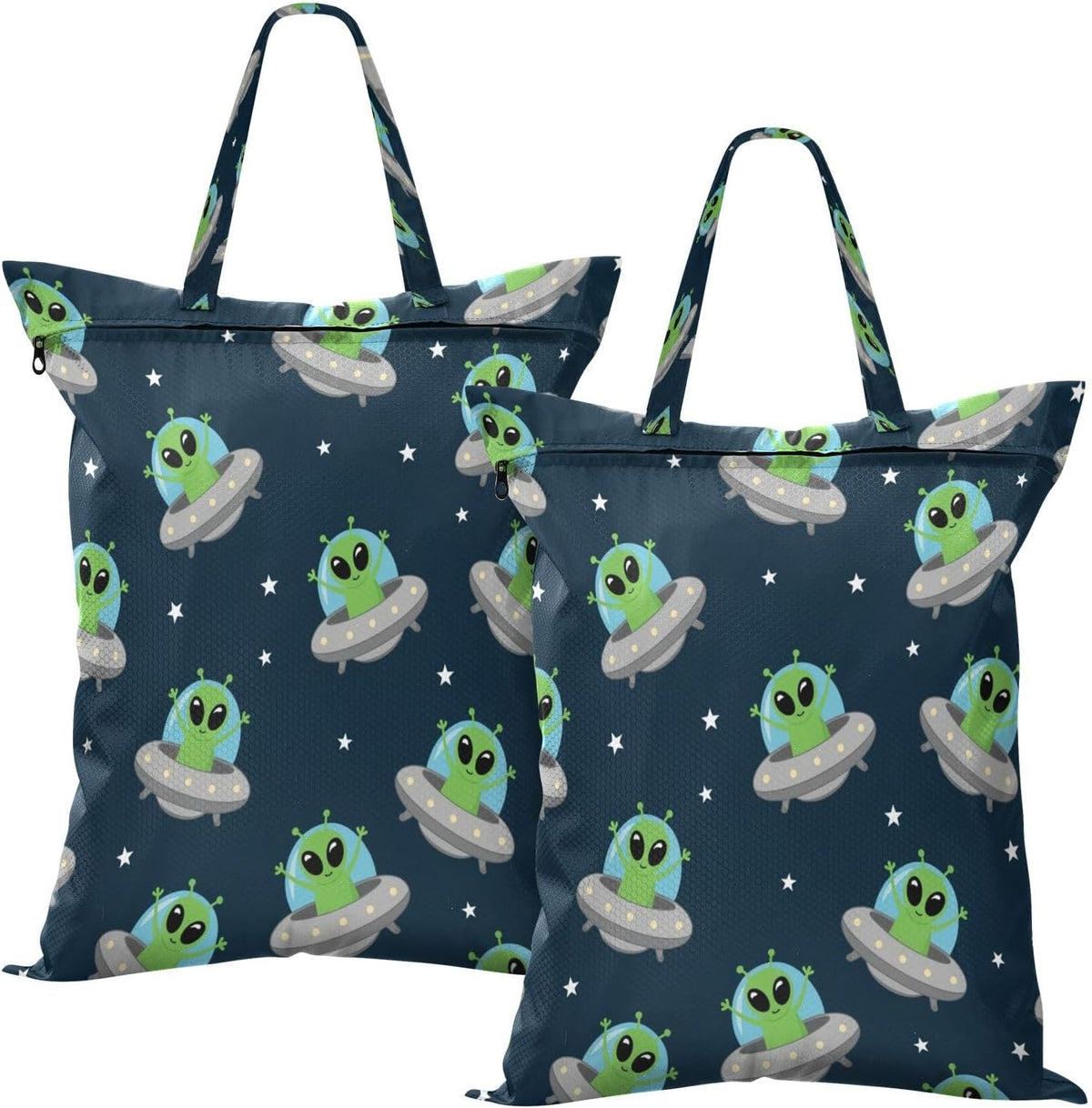 Aliens Spaceships Waterproof Travel Laundry Bag Washable 2 Packs