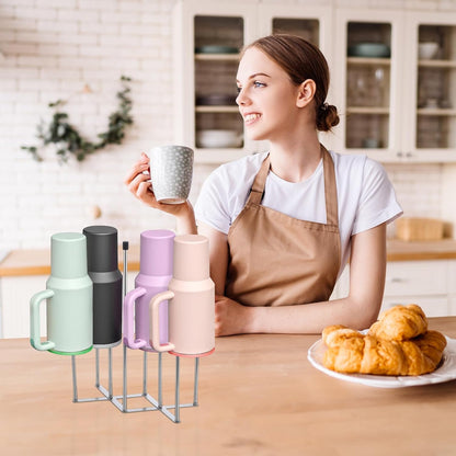 2 Pcs Foldable Bottle Drying Rack Stainless Steel Plastic Bag Drying Racks with Silicone Caps 8 Poles Space-Saving Countertop Organizer Dryer Rack for Cup Water Bottles Dish Plate Bag