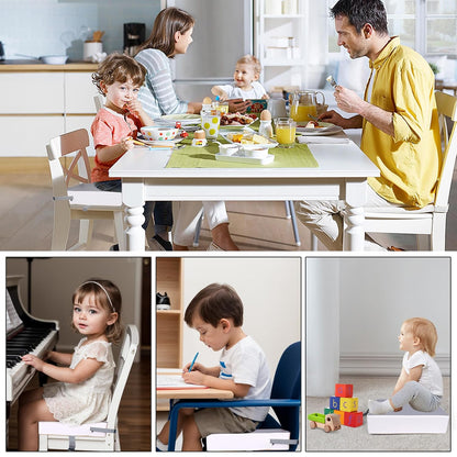 Toddler Booster Seat for Dining Table,PU Waterproof Kids Booster Seat for Table with Adjustable Straps,Non-Slip Bottom Booster Cushion for Kitchen Chair