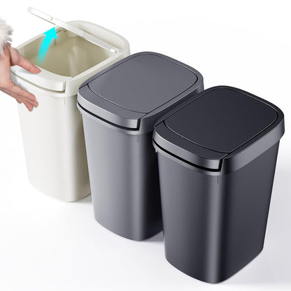 CEROELDA Bathroom Trash Can with Lid, 10L/2.6 Gal Small Garbage Can with Press Top Lid, Slim Plastic Waste Basket for Toilet, Office, Bedroom (Muti 1)
