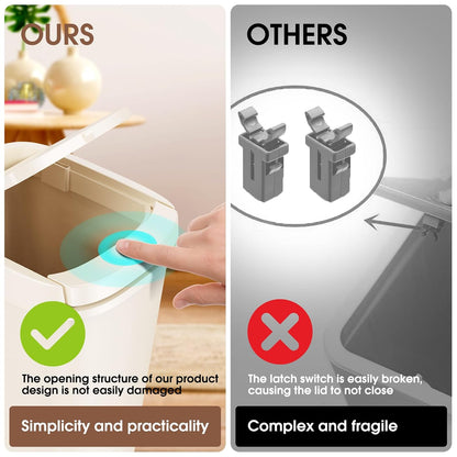 CEROELDA Bathroom Trash Can with Lid, 10L/2.6 Gal Small Garbage Can with Press Top Lid, Slim Plastic Waste Basket for Toilet, Office, Bedroom (Muti 1)