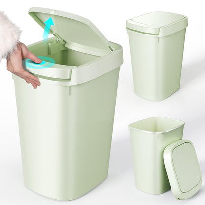 CEROELDA Bathroom Trash Can with Lid, 10L/2.6 Gal Small Garbage Can with Press Top Lid, Slim Plastic Waste Basket for Toilet, Office, Bedroom (Muti 1)