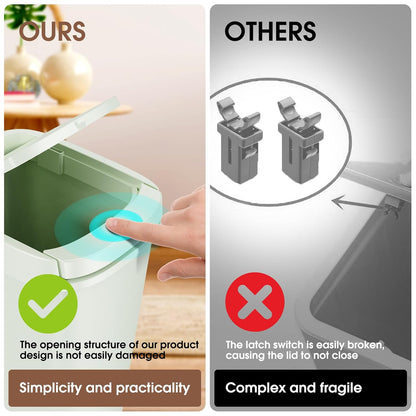 CEROELDA Bathroom Trash Can with Lid, 10L/2.6 Gal Small Garbage Can with Press Top Lid, Slim Plastic Waste Basket for Toilet, Office, Bedroom (Muti 1)