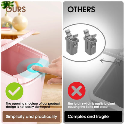 CEROELDA Bathroom Trash Can with Lid, 10L/2.6 Gal Small Garbage Can with Press Top Lid, Slim Plastic Waste Basket for Toilet, Office, Bedroom (Muti 1)