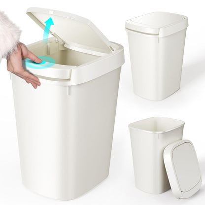CEROELDA Bathroom Trash Can with Lid, 10L/2.6 Gal Small Garbage Can with Press Top Lid, Slim Plastic Waste Basket for Toilet, Office, Bedroom (Muti 1)