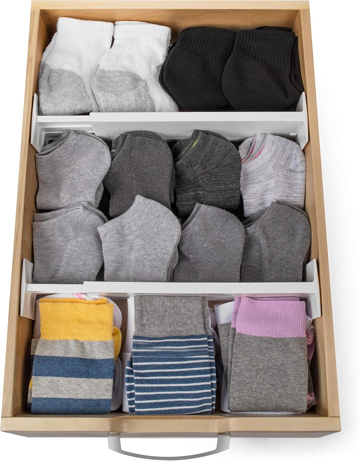 Dresser Drawer Dividers, 4 Pk + 3 Cross Dividers, 4.5" Deep