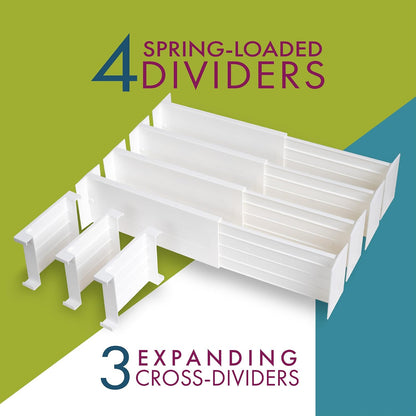 Dresser Drawer Dividers, 4 Pk + 3 Cross Dividers, 4.5" Deep