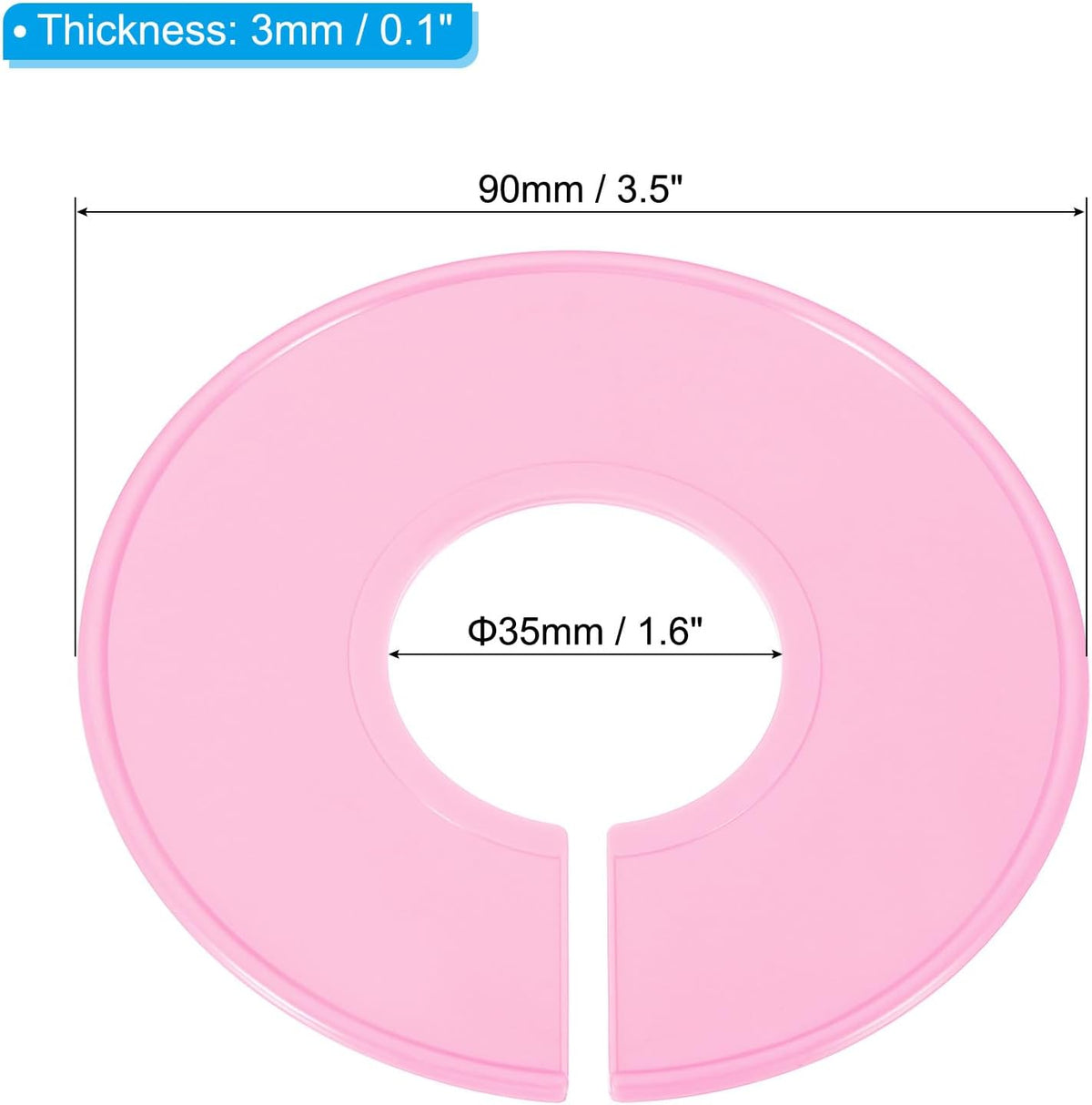 Clothes Dividers, 6 Pack Closet Clothing Rack Size Dividers Blank Labels Sorting Round Separator for Closet, Pink