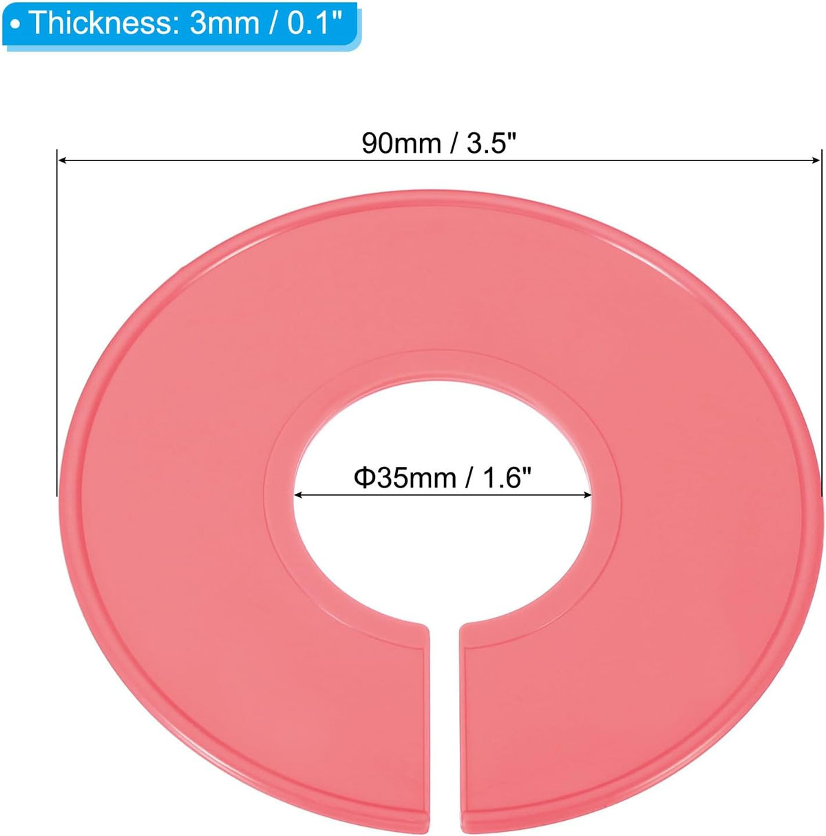 Clothes Dividers, 6 Pack Closet Clothing Rack Size Dividers Blank Labels Sorting Round Separator for Closet, Pink