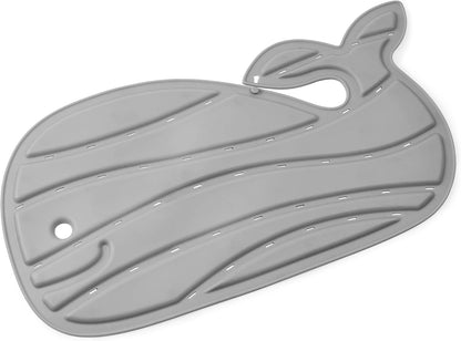 Non-Slip Whale Baby Bath Mat and Tear-Free Waterfall Rinser Bundle, Grey