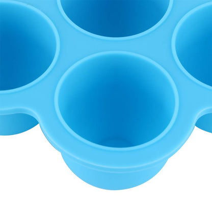 Silicone Food Freezer Tray, 10 Holes Reusable Container with Lid for Homemade Baby Food Baking Storage, Food Grade Silicone, Dishwasher Safe, Microwave Oven Safe (Blue)