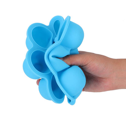 Silicone Food Freezer Tray, 10 Holes Reusable Container with Lid for Homemade Baby Food Baking Storage, Food Grade Silicone, Dishwasher Safe, Microwave Oven Safe (Blue)