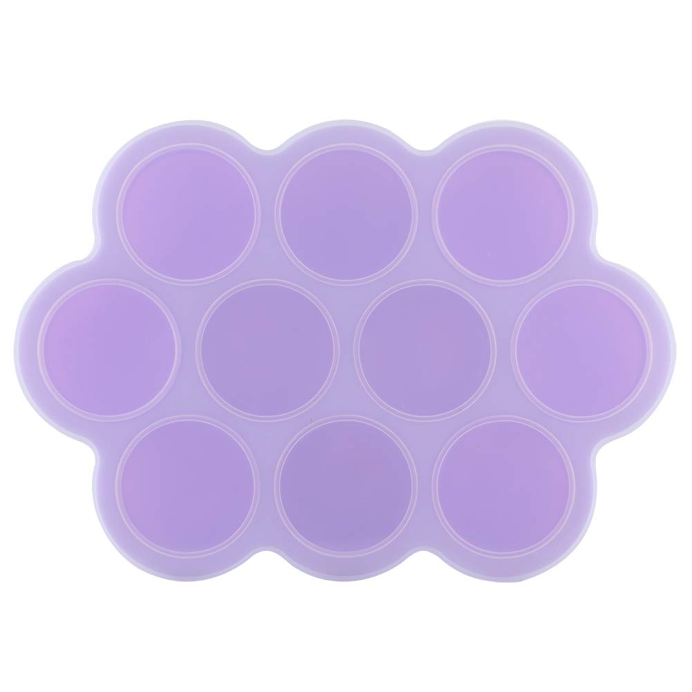 Silicone Food Freezer Tray, 10 Holes Reusable Container with Lid for Homemade Baby Food Baking Storage, Food Grade Silicone, Dishwasher Safe, Microwave Oven Safe (Blue)