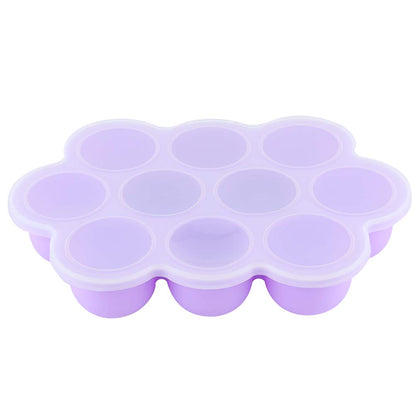 Silicone Food Freezer Tray, 10 Holes Reusable Container with Lid for Homemade Baby Food Baking Storage, Food Grade Silicone, Dishwasher Safe, Microwave Oven Safe (Blue)