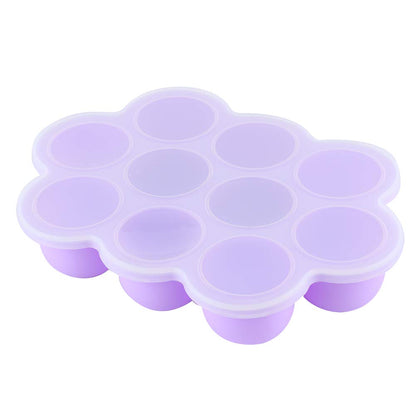 Silicone Food Freezer Tray, 10 Holes Reusable Container with Lid for Homemade Baby Food Baking Storage, Food Grade Silicone, Dishwasher Safe, Microwave Oven Safe (Blue)