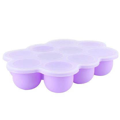 Silicone Food Freezer Tray, 10 Holes Reusable Container with Lid for Homemade Baby Food Baking Storage, Food Grade Silicone, Dishwasher Safe, Microwave Oven Safe (Blue)