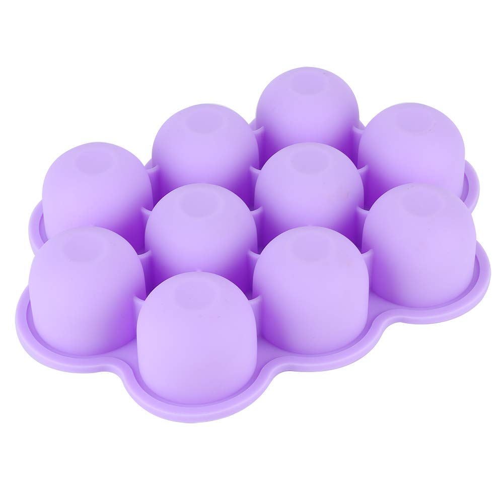 Silicone Food Freezer Tray, 10 Holes Reusable Container with Lid for Homemade Baby Food Baking Storage, Food Grade Silicone, Dishwasher Safe, Microwave Oven Safe (Blue)