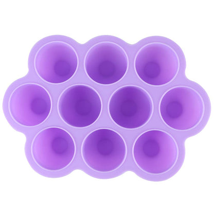 Silicone Food Freezer Tray, 10 Holes Reusable Container with Lid for Homemade Baby Food Baking Storage, Food Grade Silicone, Dishwasher Safe, Microwave Oven Safe (Blue)