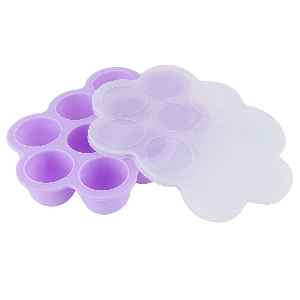Silicone Food Freezer Tray, 10 Holes Reusable Container with Lid for Homemade Baby Food Baking Storage, Food Grade Silicone, Dishwasher Safe, Microwave Oven Safe (Blue)