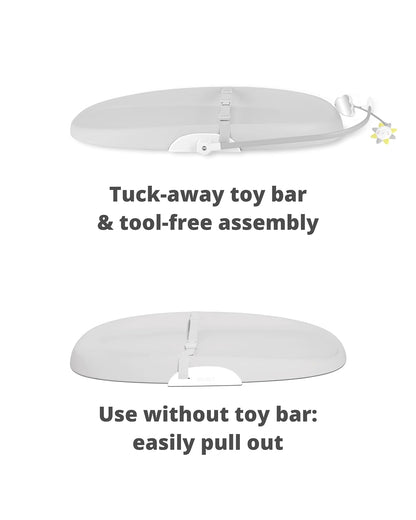 Baby Changing Pad Nursery Style Wipe-Clean Contoured with Cushioned Foam, Non-Skid Base, Built-in Safety Belt & Tuck-Away Toy Bar Fits Standard Changing Tables, Oat