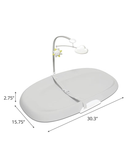 Baby Changing Pad Nursery Style Wipe-Clean Contoured with Cushioned Foam, Non-Skid Base, Built-in Safety Belt & Tuck-Away Toy Bar Fits Standard Changing Tables, Oat