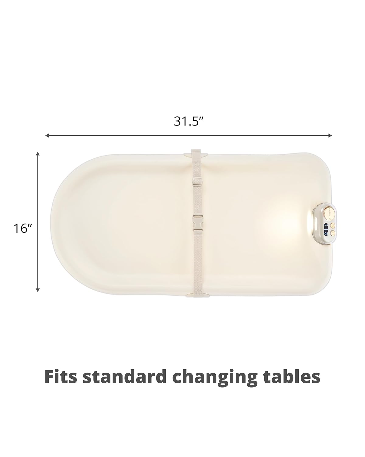Baby Changing Pad Nursery Style Wipe-Clean Contoured with Cushioned Foam, Non-Skid Base, Built-in Safety Belt & Tuck-Away Toy Bar Fits Standard Changing Tables, Oat