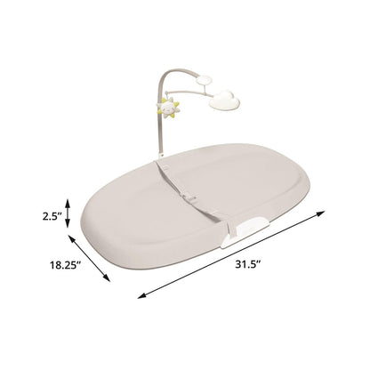 Baby Changing Pad Nursery Style Wipe-Clean Contoured with Cushioned Foam, Non-Skid Base, Built-in Safety Belt & Tuck-Away Toy Bar Fits Standard Changing Tables, Oat