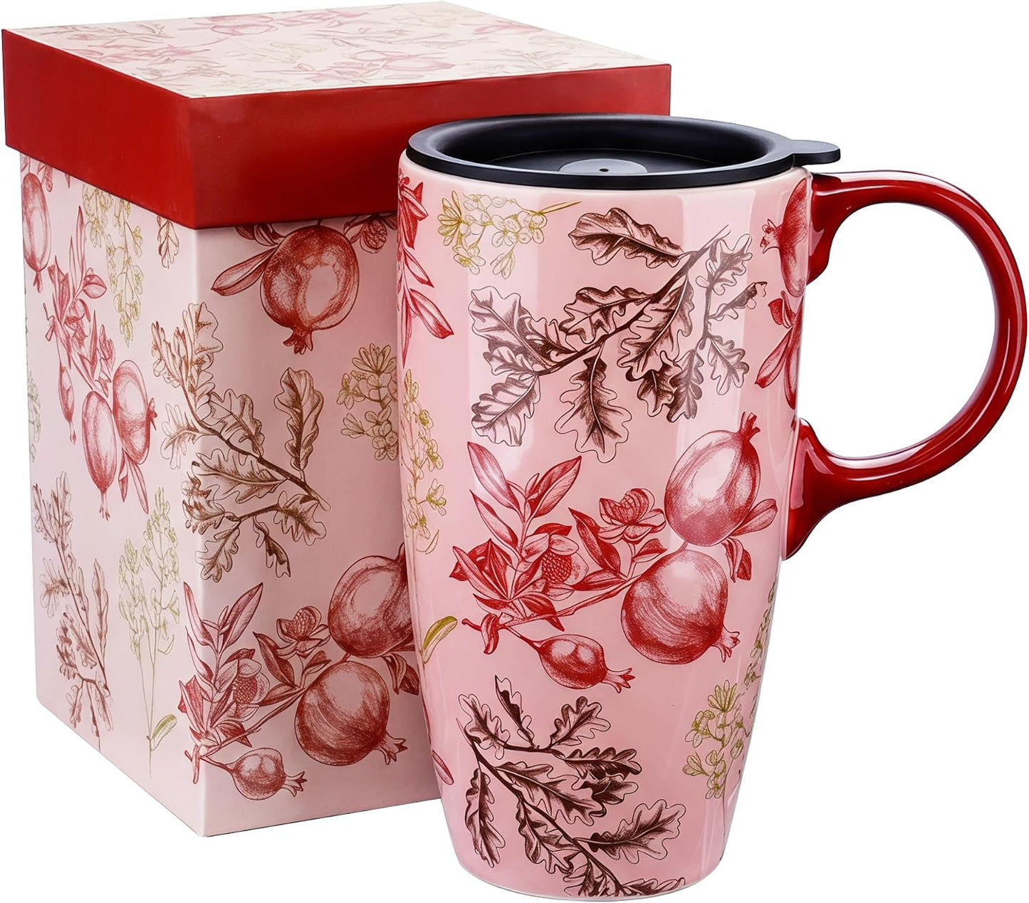 17oz Van Gogh Wheat Field Ceramic Travel Mug with Lid & Gift Box | Post Impressionist Art Coffee Cup, Microwave & Dishwasher Safe Large Latte Tea Mug, Car cupholder fit